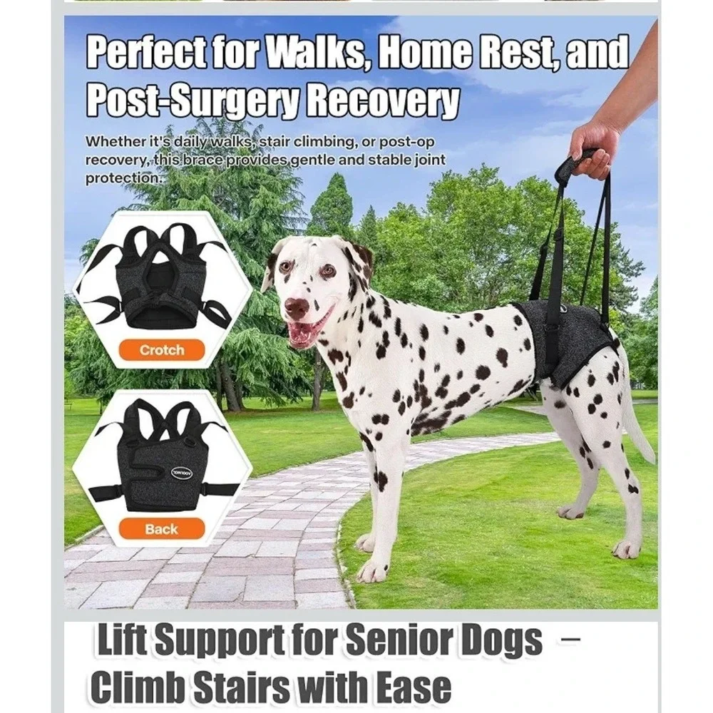 AOOLMOL Dog Assistive Harness Rear Leg Lift Support Sling Dark Grey, Small NEW